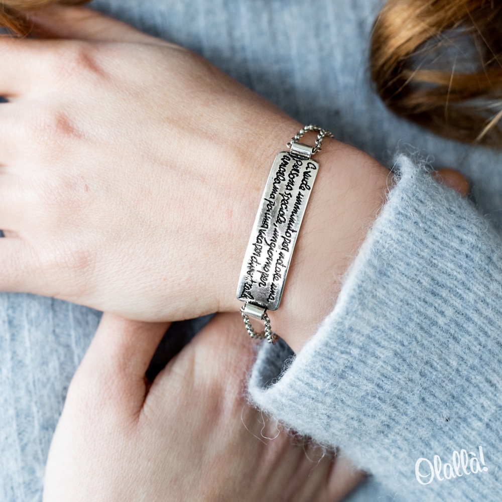 steam Children Center Disturb Bracciale d'Argento Personalizzato con Incisione per Donna con Doppia Catenina - Regalo per Lei - Olallà steam Children Center Disturb Bracciale d'Argento Personalizzato con Incisione per Donna con Doppia Catenina - Regalo per Lei - Olallà