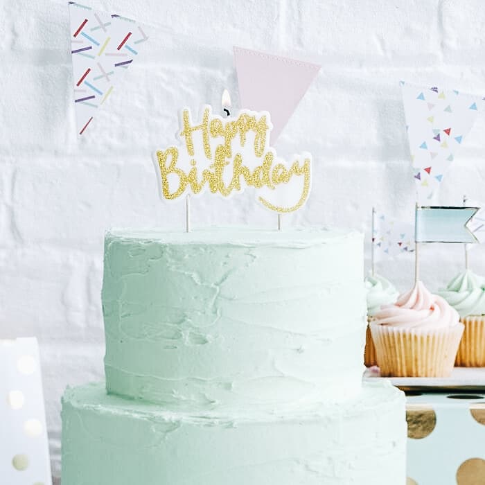 Candelina Candela per torta di compleanno color Oro Glitter Cake Design da 0 a 9