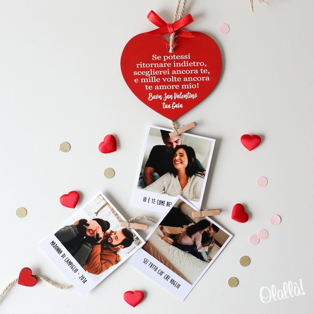 Targhetta Cuore Portafoto in Legno Personalizzata con la Tua Dedica – Idea Regalo  San Valentino o Anniversario