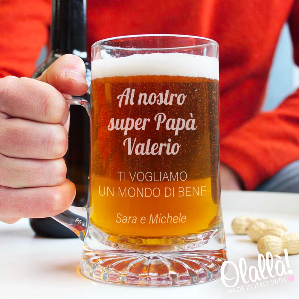 Boccale Birra Bicchiere Scritta Super Papa Festa Idea Regalo Compleanno