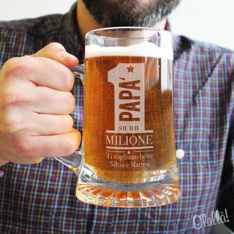 Boccale da Birra Personalizzato &quot;Papà su 1 Milione&quot; Idea Regalo Festa