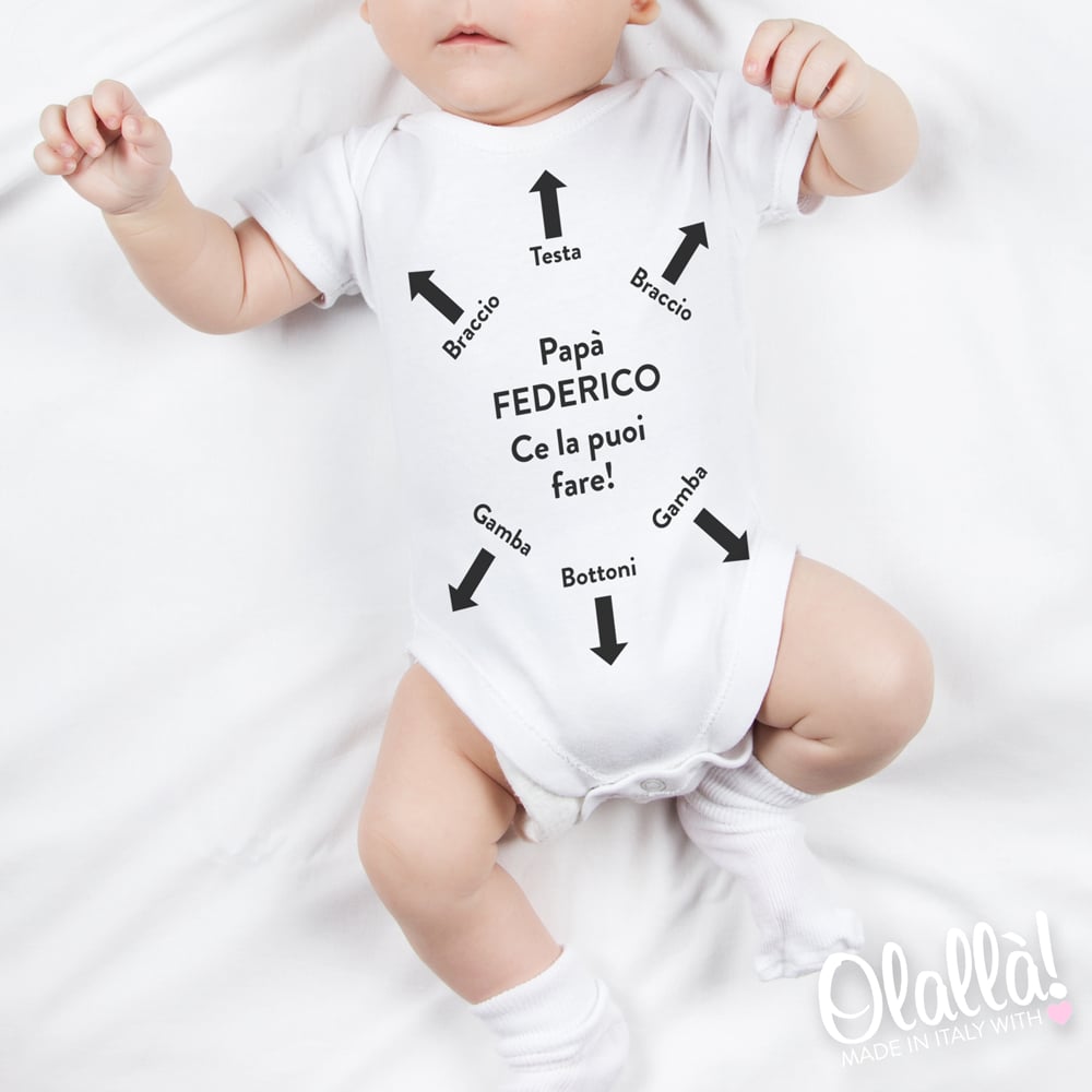 Body Personalizzato per Neonato/a con Nome e Scritte Simpatiche - Idea  Regalo festa del Papà