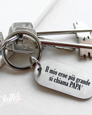 Portachiavi coppia in plexiglass specchiato grigio con frase e iniziali