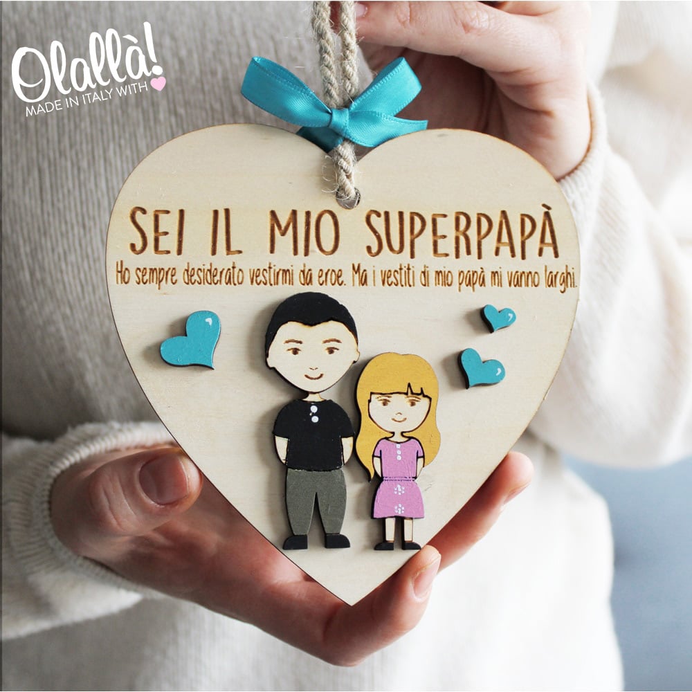 Idea regalo festa del papà ritratto personalizzato con figlio