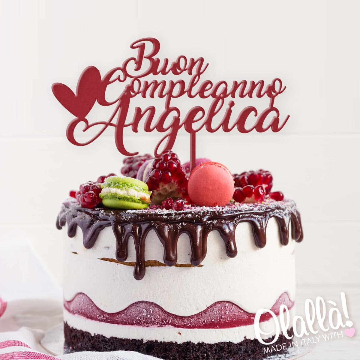 Cake Topper Personalizzato con Cuore e Nome - Idea Compleanno