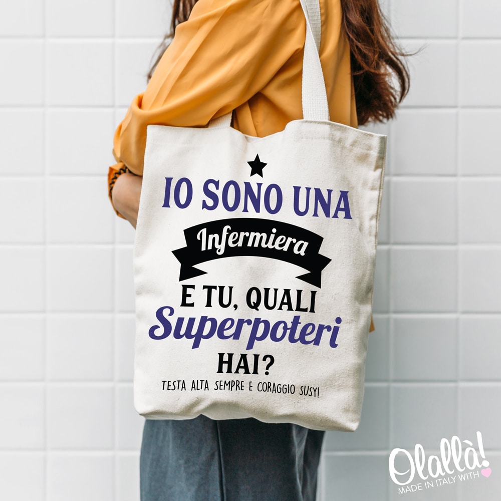 Shopper Personalizzata Superpoteri Idea Regalo Infermiera