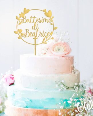 Topper per battesimo [scrittura a mano] per la torta di battesimo – legno –  battesimo decorazione torta battesimo ragazza cake topper battesimo  decorazione torta decorazione torta torta decorazione : :  Alimentari e