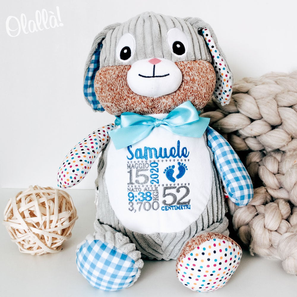 Peluche Personalizzato con Dati Nascita - Idea Regalo Neonato