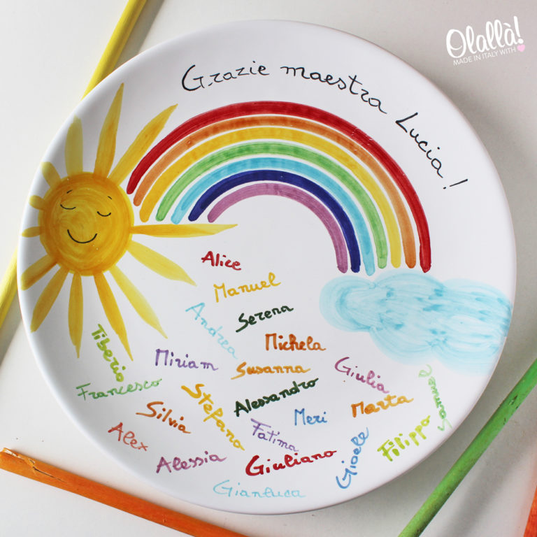 Tazza Personalizzata Per Bambini Con Nome E Design Arcobaleno - Regalo Di Compleanno, Comunione, Cresima - Colore Blu - 2