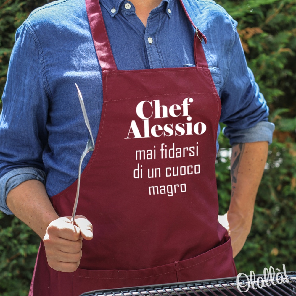 grembiule da cucina unisex personalizzabile con testo, frase, dedica