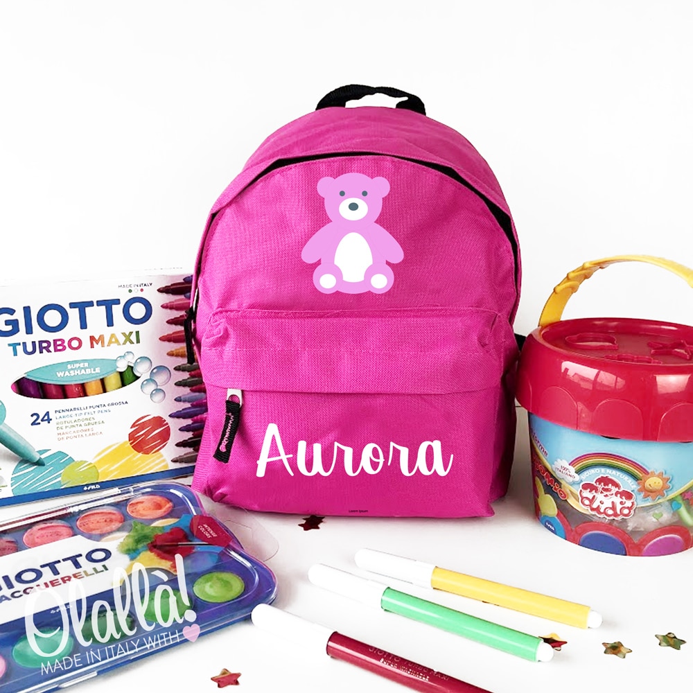 Zainetto per Scuola e Asilo Personalizzato con Orsetto - Idea Zaino Scuola  per Bambina, Back to School