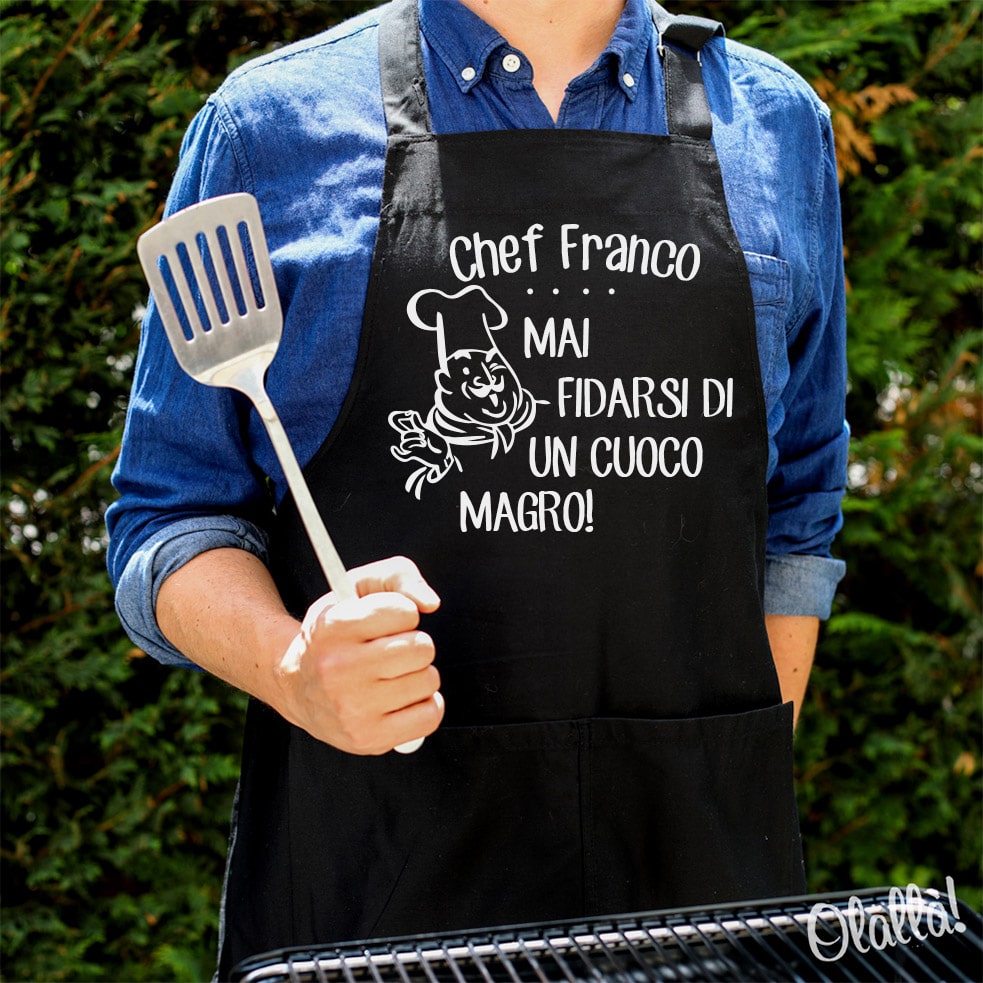 Grembiule da Cucina Personalizzato con Nome e Frase Simpatica - Idea Regalo Uomo  Divertente