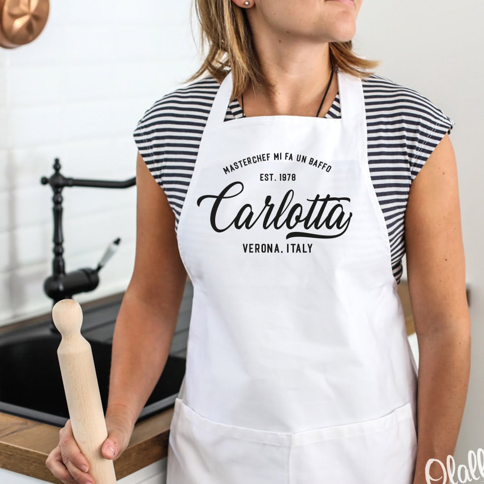 grembiule da cucina unisex personalizzabile con nome masterchef