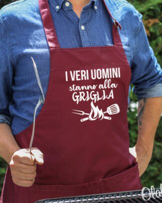 Grembiule da Cucina Personalizzato con Frase I Veri Uomini Stanno alla  Griglia - Idea Regalo Uomo Simpatica