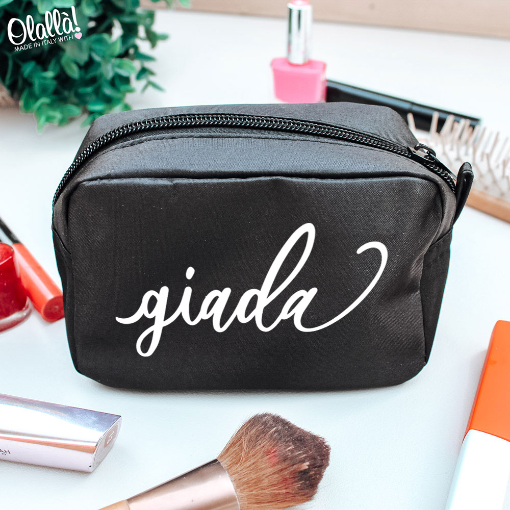 Pochette Astuccio Beauty Case Personalizzato con Nome e Svolazzo - Idea  Regalo Amica - Olalla
