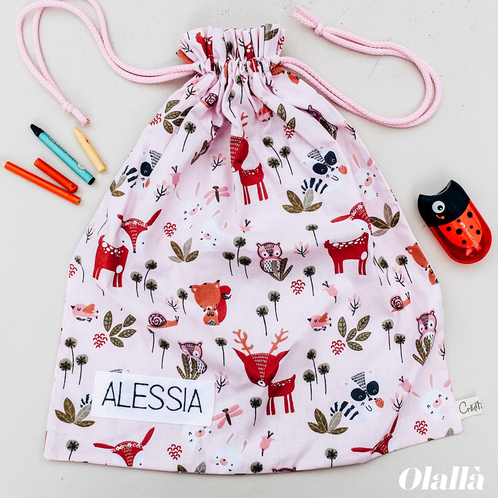 Set Asilo Personalizzato con Nome e Stoffa a Scelta - Lavetta Bavaglino  Sacca e Portabavaglia - Olalla