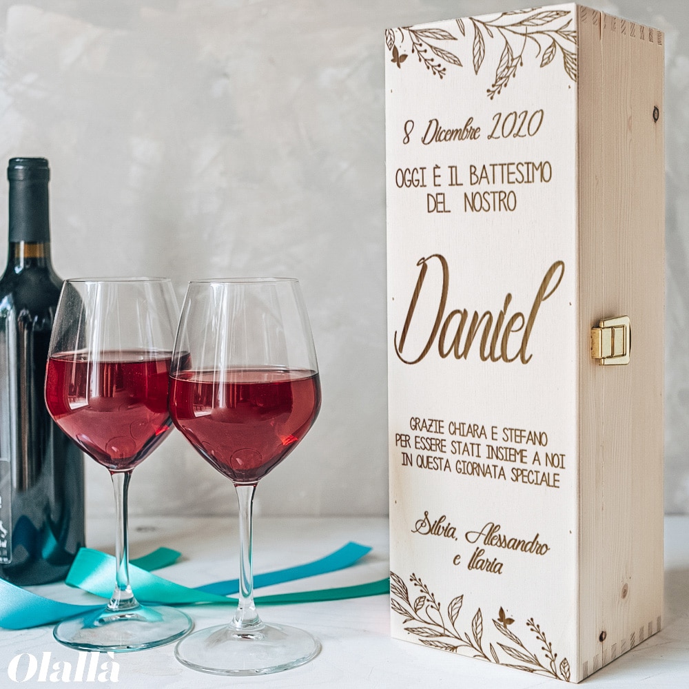 Cassettina Porta Vino Personalizzata Idea Regalo Padrino Madrina Battesimo e  Cresima