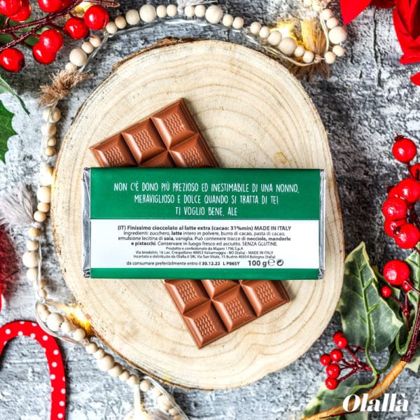 Barretta di Cioccolata Personalizzata "Buon Natale Nonno" con Data e Dedica sul Retro - Regalo Natale Nonno - immagine 2