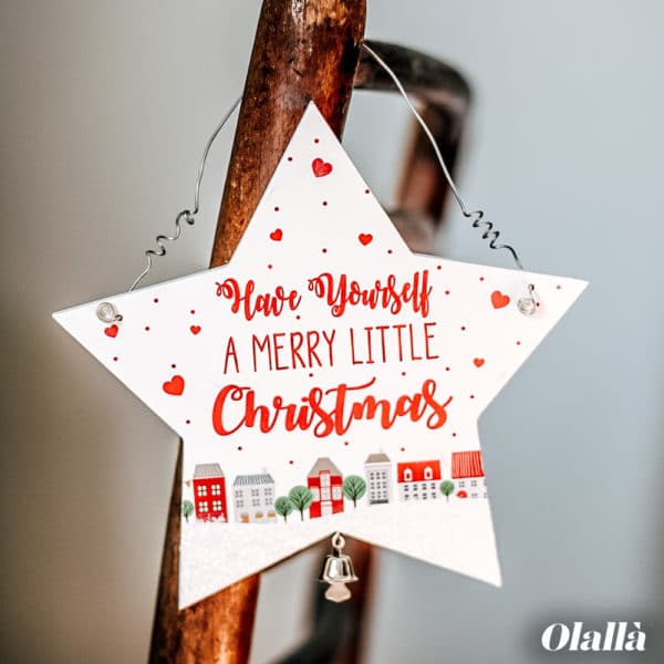 Targhetta da Appendere a Stella con Campanello Have Yourself a Very Merry Christmas