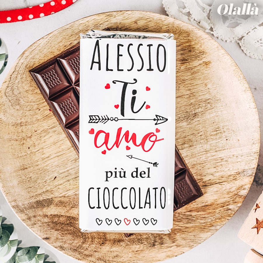 Barretta di Cioccolata Personalizzata Ti amo più del Cioccolato