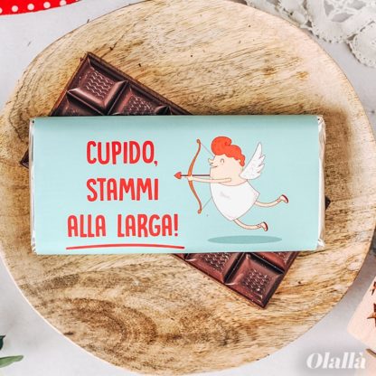 Barretta di Cioccolata Personalizzata con Cupido - Idea Regalo Festa dei Singles