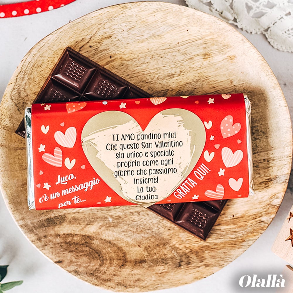 Barretta di Cioccolata Gratta e Vinci Personalizzata con Dedica - Idea  Regalo San Valentino