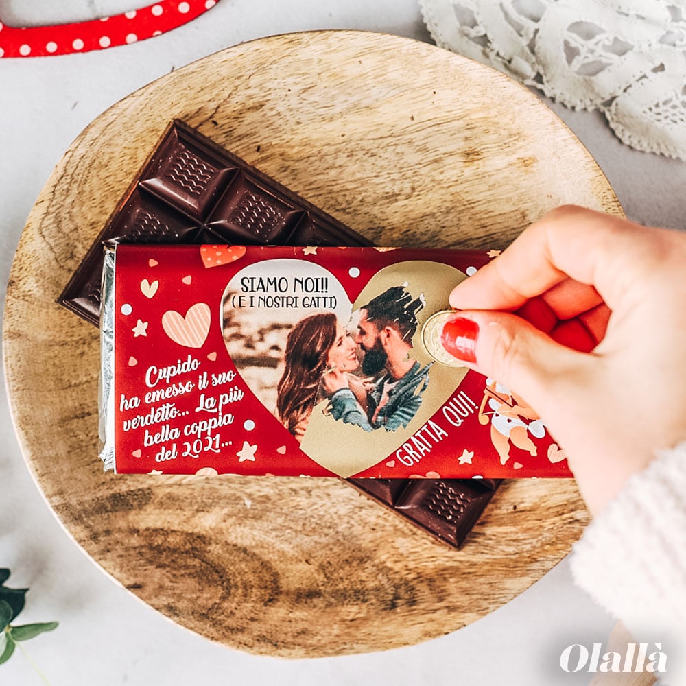 Barretta di Cioccolata Gratta e Vinci Personalizzata con Foto - Idea Regalo San  Valentino