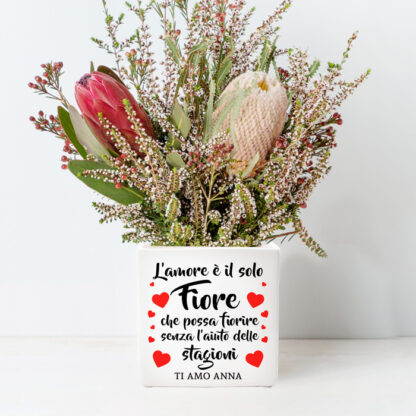 Vaso di Ceramica Personalizzato con Dedica e Cuori Rossi - Idea Regalo San Valentino, Anniversario - immagine 3