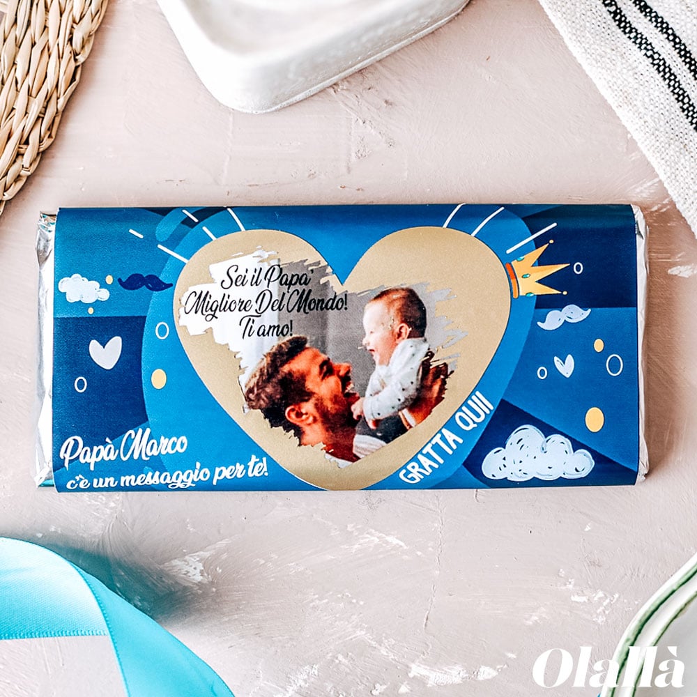 Barretta di Cioccolata Personalizzata Gratta e Vinci con Foto e Dedica - Idea  Regalo Festa del Papà