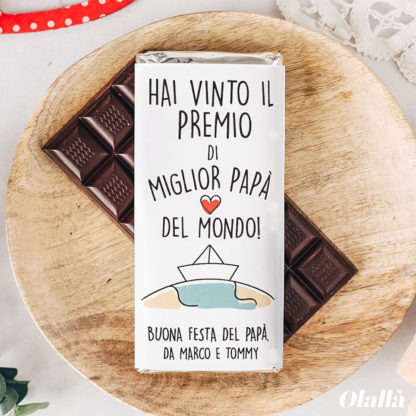 Barretta di Cioccolata Personalizzata con Barchetta per il Papà