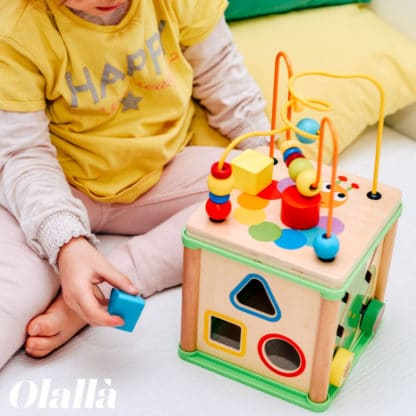 Dado in Legno Motricità con Forme, Api, Coccinelle e Farfalle - Idea Regalo Didattico Bimbi Piccoli