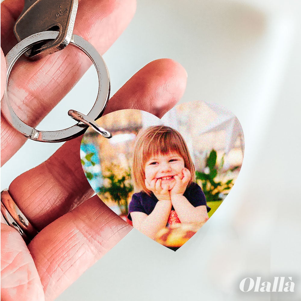 Portachiavi Cuore in Legno Personalizzato con Foto - Idea Regalo Festa del  Papà