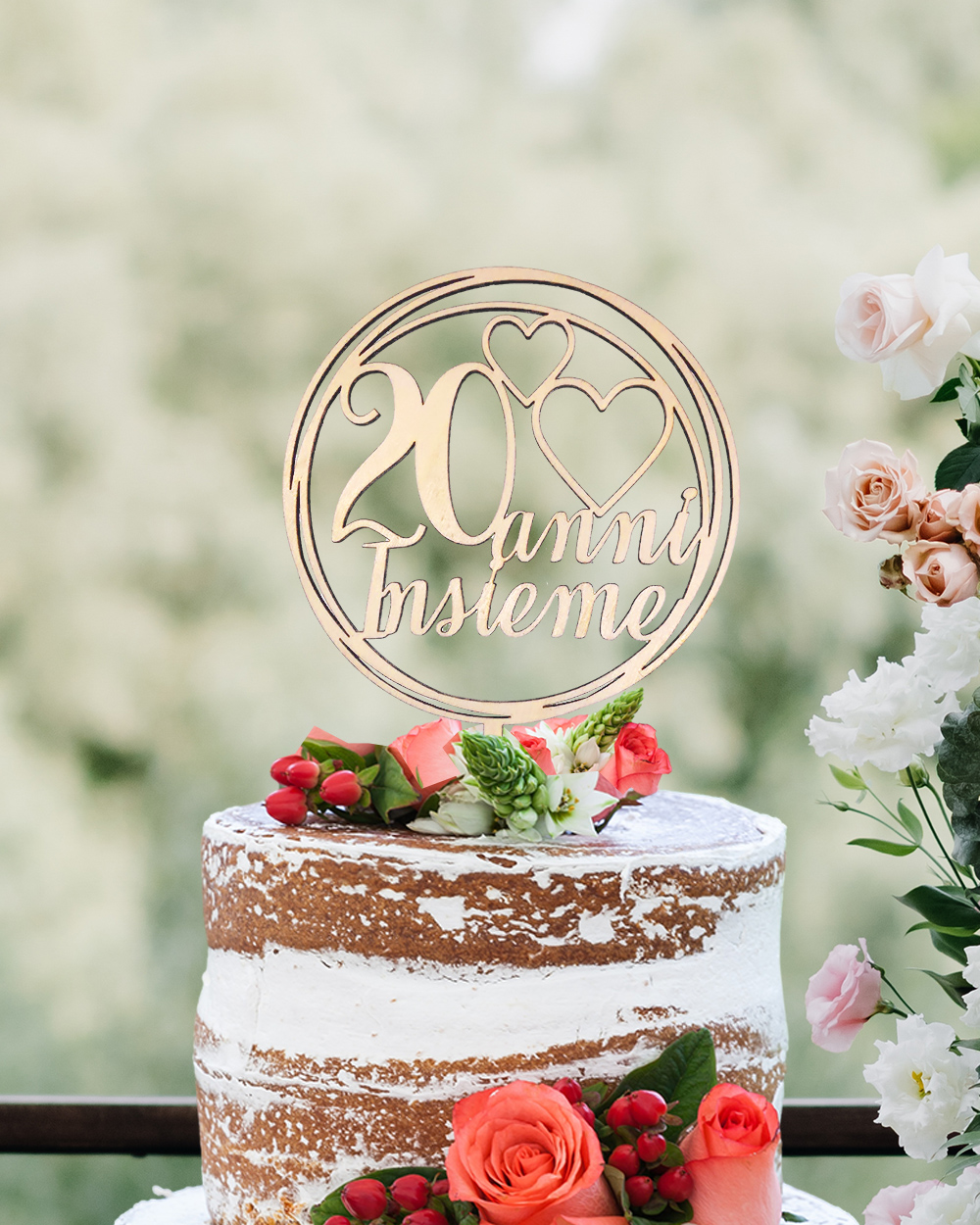 Cake Topper Personalizzato con Anni di Matrimonio - Idea Anniversario