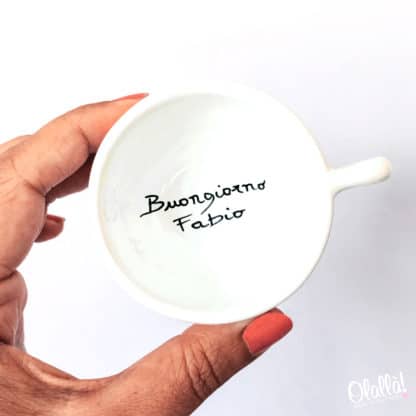 Tazzina da Caffè con Messaggio segreto "Buongiorno ..." con Nome - Idea Regalo Originale