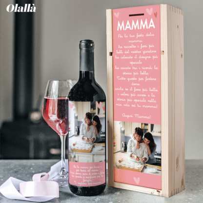 Bottiglia di Vino Personalizzata con Foto e Dedica per Mamma o Donna