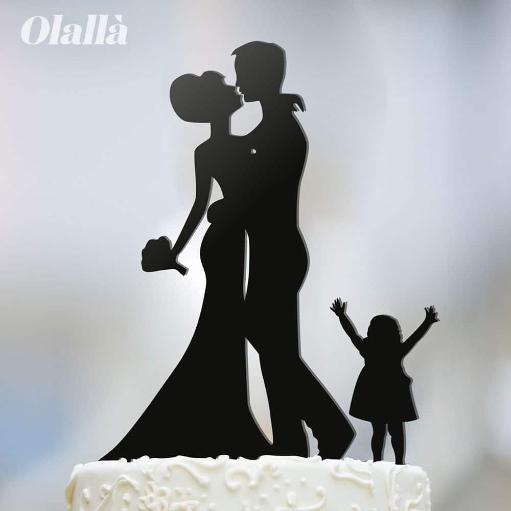 Cake Topper Personalizzato Sposini con Figli - Decorazione Torta Nuziale