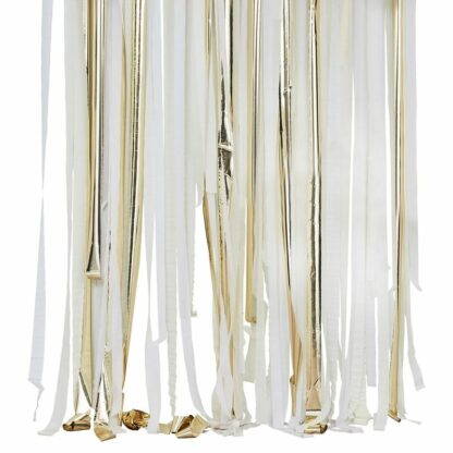 Fondale a Strisce Oro, Bianco e Color Crema, per Decorazione Festa di Natale Compleanno Anniversario - immagine 2
