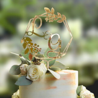 torta-cake-topper-decorazione-esagono-iniziali-botanico-personalizzato
