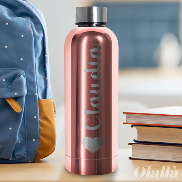 Borraccia termica thermos 420ml Arcobaleno PERSONALIZZATA CON NOME back  school