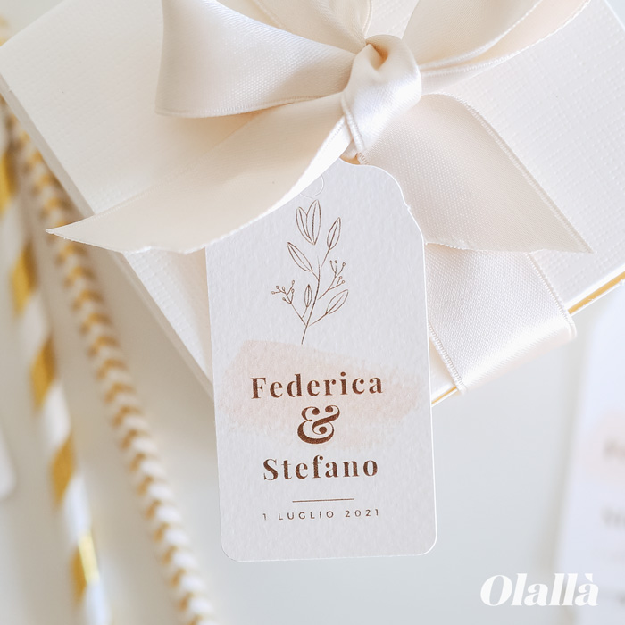 Tag per Bomboniere Personalizzati con Nomi, Data e Decoro Botanico - Idea  Decorazione Bomboniere per Matrimonio