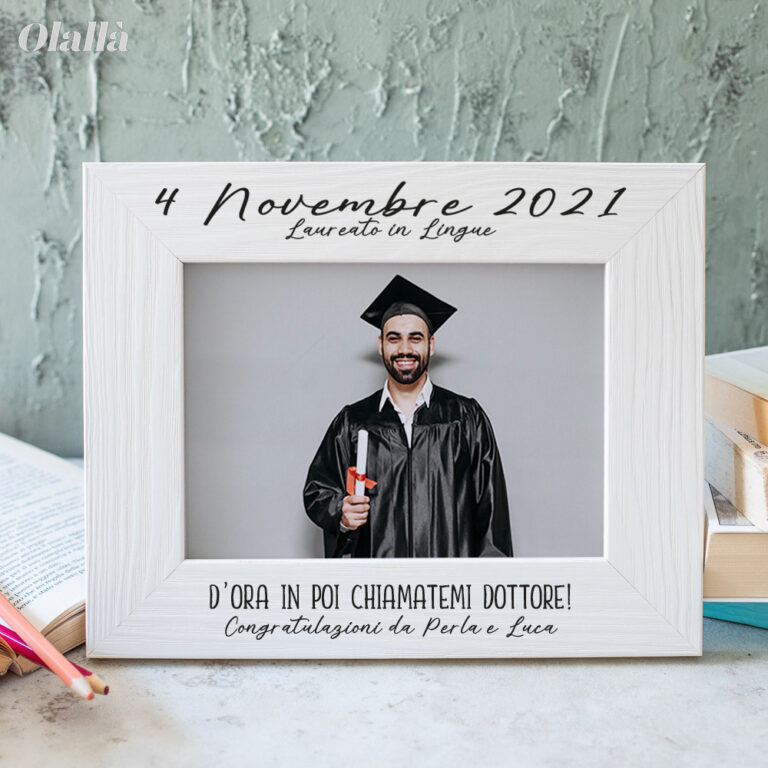 Cornice Doppia In Legno Personalizzata Per Primo Giorno Di Scuola E Laurea - Formato 4x6 Pollici