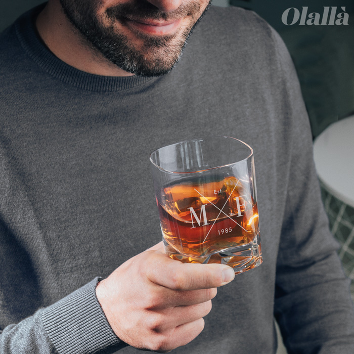 F MON106 Regalo personalizzato con la scelta iniziale English Pewter Company Bicchiere da whisky da 11 once con monogramma iniziale 