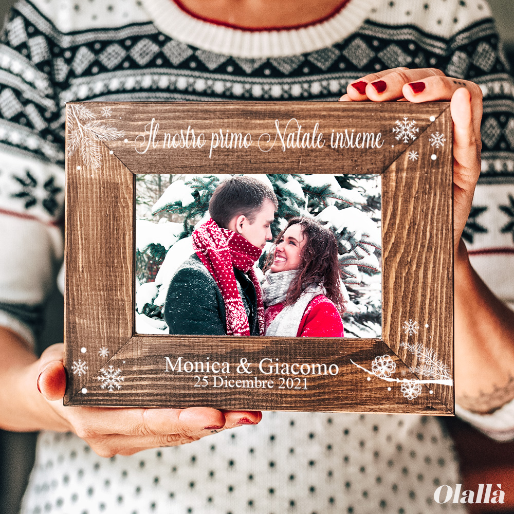 Cornice in Legno Personalizzata Il Primo Natale Insieme con Nomi e