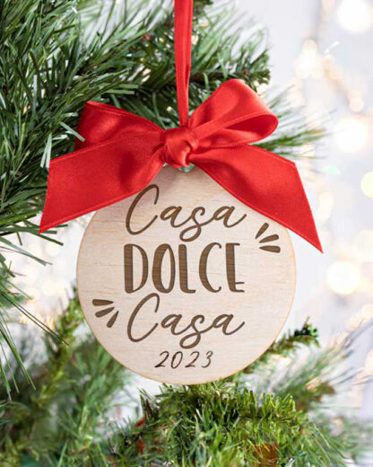 Decorazione di Legno Personalizzabile da Appendere all Albero di Natale " Casa Dolce Casa"