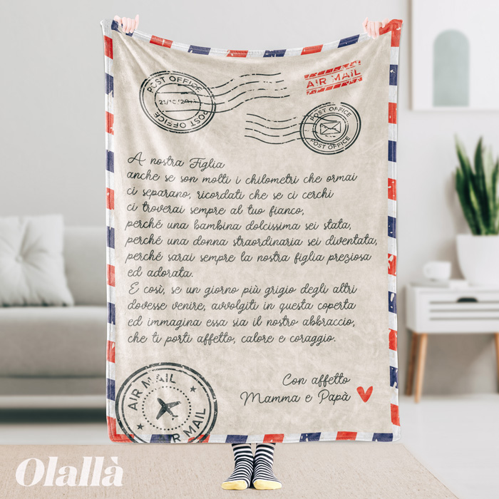 Plaid in Pile personalizzato con dedica lettera coperta calda letto idea  regalo