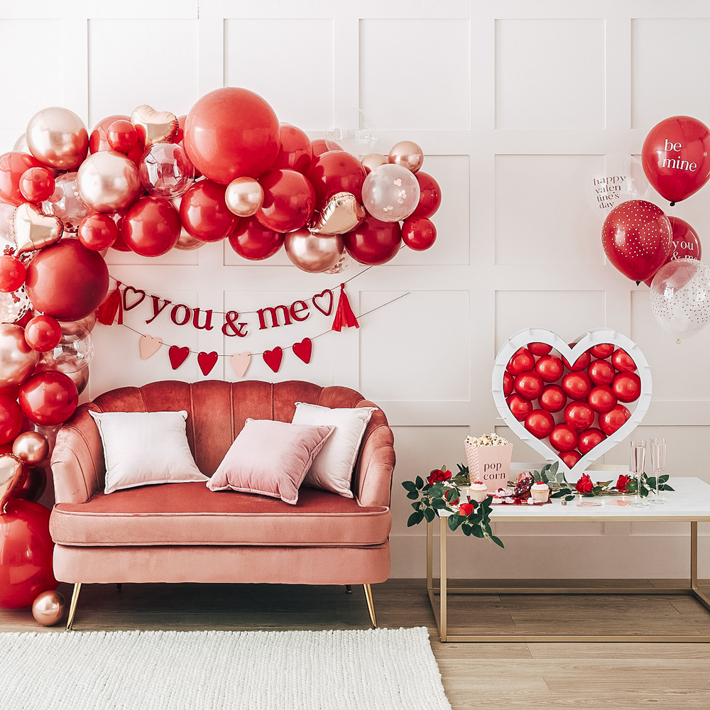 Arco di Palloncini Colorati Rossi Rosa e Cromati - Decorazione San Valentino