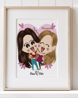 illustrazione-personalizzata-coppia-amiche-regalo