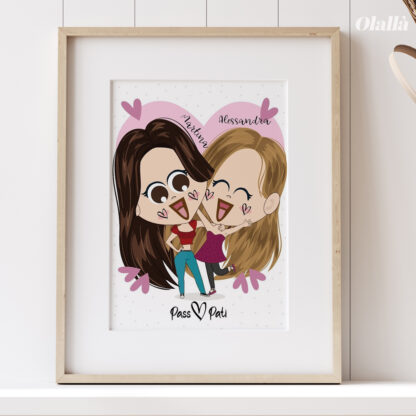 illustrazione-personalizzata-coppia-amiche-regalo