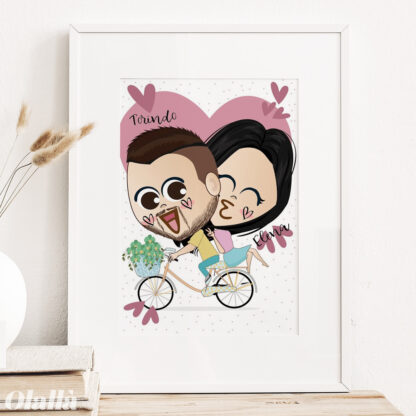 illustrazione-personalizzata-coppia-san-valentino-bicicletta