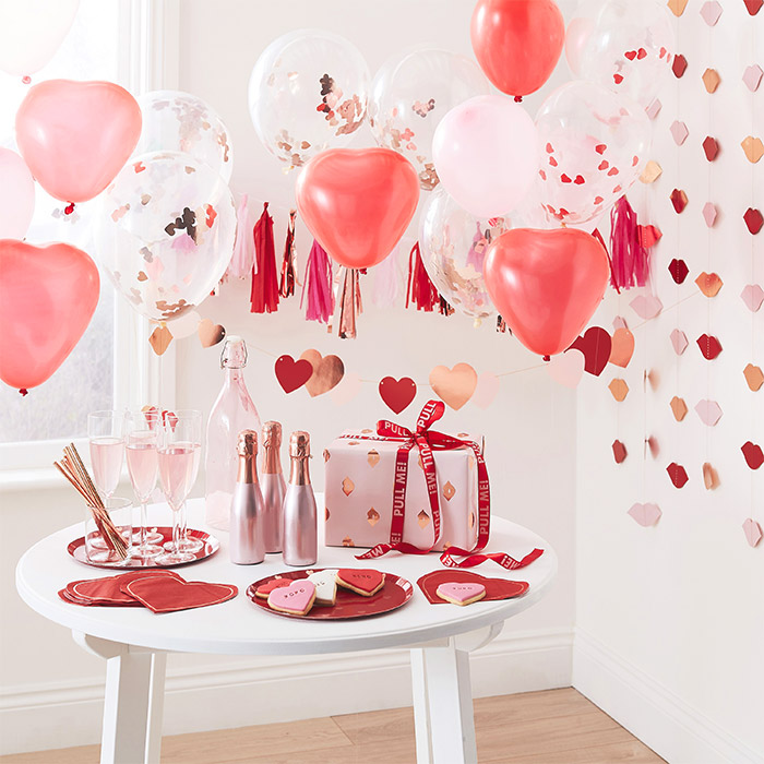 Palloncini a Forma di Cuore Rosa, Rosso e con Coriandoli